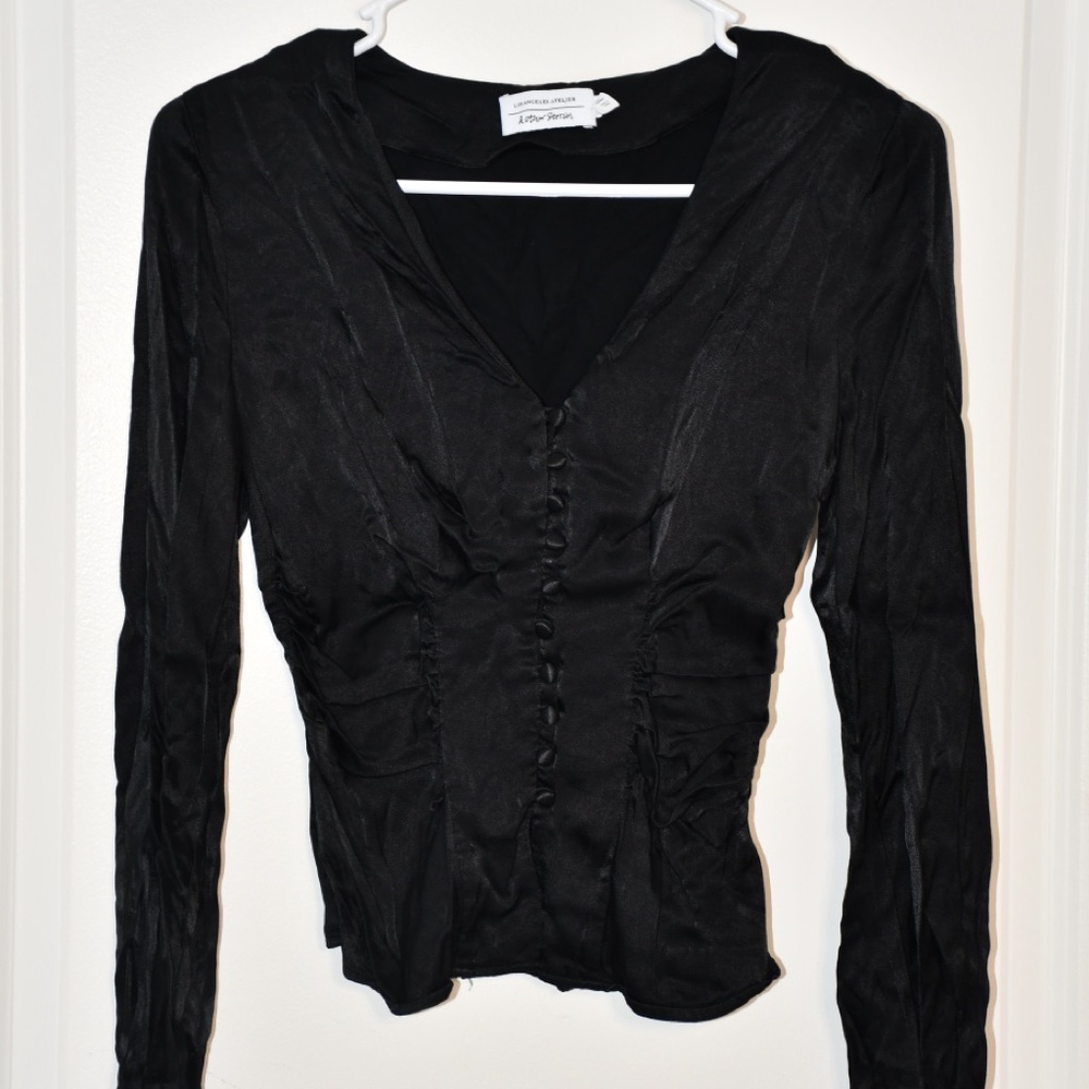 & Other Stories Black Ruched Blouse